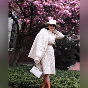 Garnet Hill chunky wool sweater dress cardigan Sz M